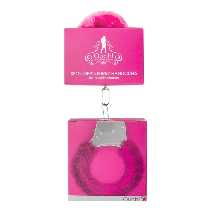 Ouch! Beginner's Furry Handcuffs With Quick-Release Pink