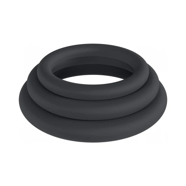 LEVELZ Classic Silicone Cock Ring Set of 3 (L/XL/XXL) Black